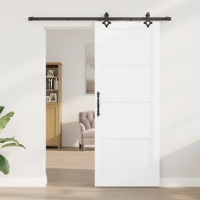 vidaXL Συρόμενη Πόρτα με Σετ Υλικών Λευκή 83x211 εκ. Συμπαγές Ξύλο Πεύκου