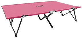 vidaXL Ξαπλώστρα Δύο Ατόμων Πτυσσόμενη Ροζ Ατσάλινη