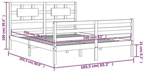 Πλαίσιο Κρεβατιού με Κεφαλάρι Λευκό 160x200 εκ. Μασίφ Ξύλο - Λευκό