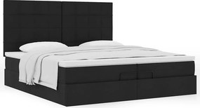 vidaXL Οθωμανικό Κρεβάτι με Στρώματα Μαύρο 200x200cm Ύφασμα