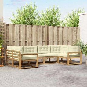 vidaXL Σειρά Καναπέ Εξωτερικού με μαξιλάρι 6 pcs Λευκό και Κρεμ