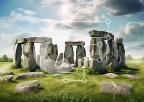 Intra Συλλεκτικό Ξύλινο Παζλ Plywood  4mm - Stonehenge στην αγγλική ύπαιθρο Σε Ξύλινο Κουτί - Διαστάσεις Puzzle: 10x10 cm – 25 κομμάτια