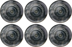 Service Plate Set (6 Pieces) Spiral Dark Black