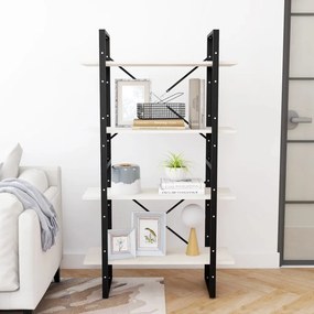 vidaXL Βιβλιοθήκη με 4 Ράφια Λευκή 80 x 30 x 140 εκ. Μασίφ Ξύλο Πεύκου
