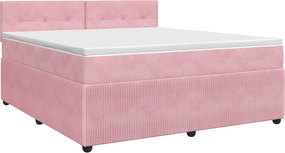 vidaXL Κρεβάτι box spring με στρώμα Ροζ 140 x 190 cm Βελούδο