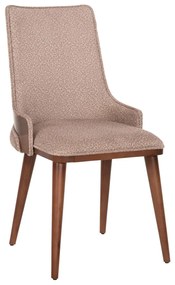 DINING CHAIR ULUTAS  BEECH WOOD &amp; FABRIC IN BROWN-BEIGE 48x60x91Hcm.