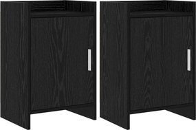 vidaXL Κομοδίνα 2 τμχ. Μαύρη Δρυς 40 x 30 x 60 cm Επεξεργασμένο Ξύλο