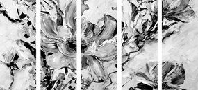Εικόνα 5 τμημάτων μοντέρνα ζωγραφισμένα καλοκαιρινά λουλούδια σε μαύρο & άσπρο - 200x100