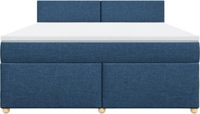 vidaXL Κρεβάτι Boxspring με Στρώμα Μπλε 180x200 εκ. Υφασμάτινο