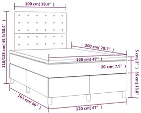 Κρεβάτι Boxspring με Στρώμα Μπλε 120x200 εκ. Υφασμάτινο - Μπλε