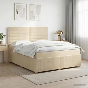 vidaXL Κρεβάτι box spring με στρώμα Κρεμ 140 x 200 cm Ύφασμα