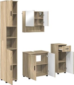 vidaXL Σετ Επίπλων Μπάνιου 4 τμχ. Δρύς Sonoma 61 x 35 x 64 εκ.