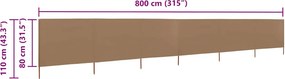 VidaXL Προστατευτικό Αέρα με 6 Πάνελ Χρώμα Taupe 800x80 εκ. Υφασμάτινο