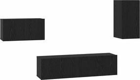 vidaXL Σετ επίπλου τηλεόρασης 4 pcs Μαύρη Οξυά Επεξεργασμένο Ξύλο