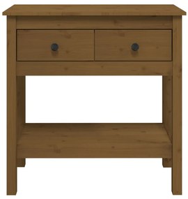 vidaXL Τραπέζι Κονσόλα Καφέ Μελί 75 x 35 x 75 εκ. Μασίφ Ξύλο Πεύκου