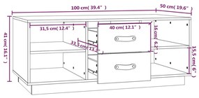 Τραπεζάκι Σαλονιού Γκρι 100x50x41 εκ. Μασίφ Ξύλο Πεύκου - Γκρι