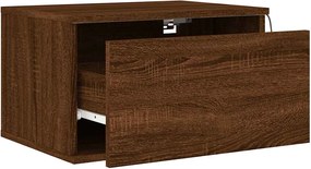 vidaXL Κομοδίνο Επιτοίχιο με Φώτα LED Καφέ Δρυς