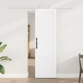 vidaXL Συρόμενη Πόρτα  με Σετ Εξαρτημάτων Λευκή 61x198,5 εκ Συμπαγές Ξύλο Πεύκης
