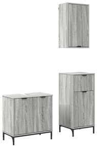 vidaXL Σετ Επίπλων Μπάνιου με ράφι 3 pcs Γκρι sonoma 39.5 x 36 x 88 εκ