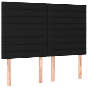 vidaXL Κρεβάτι Boxspring με Στρώμα &amp; LED Μαύρο 140x200 εκ. Υφασμάτινο