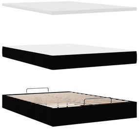 vidaXL Οθωμανικό κρεβάτι με στρώμα Μαύρο 140x200cm Ύφασμα