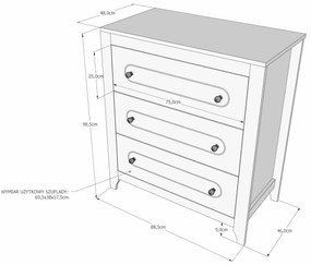 Συρταριέρα  με Αλλαξιέρα  Glamour  White  88,5x48x98,5cm  BC20019 BabyCute