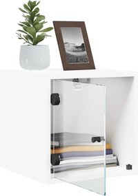 vidaXL Κομοδίνο Λευκό 35x37x35 εκ. με Γυάλινη Πόρτα