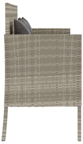 vidaXL Πάγκος Κήπου Ανοιχτό Γκρι από Συνθετικό Ρατάν με Μαξιλάρια