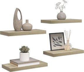 vidaXL Ράφια Τοίχου 4 τεμ. Χρώμα Δρυός 50x23x3,8 εκ. MDF