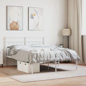 Πλαίσιο Κρεβατιού με Κεφαλάρι Λευκό 120x190 εκ. Μεταλλικό
