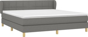 vidaXL Κρεβάτι Boxspring με Στρώμα Σκούρο Γκρι 180x200 εκ Υφασμάτιν