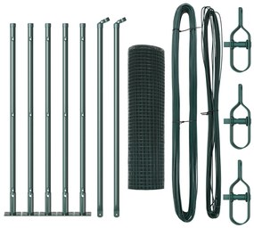 vidaXL Φράχτης Welded Wire  με 7 Αντεστραμμένους Στυλοί Πράσινος 0.6x10 μ Χάλυβας