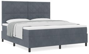 vidaXL Κρεβάτι Box Spring με Στρώμα  Γκρι Σούπερ Κινγκ από Βελούδο