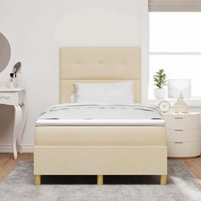 vidaXL LED Κρεβάτι με βάθρο με κεφαλάρι Κρεμ 120 x 200 cm ύφασμα