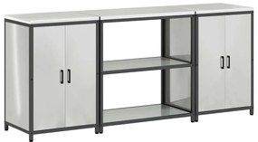 vidaXL Σετ Αποθήκευσης Κουζίνας με ράφι 3 pcs Ασημί 210 x 50 x 92 εκ