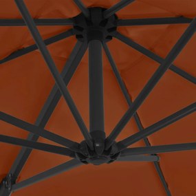 Ομπρέλα Κρεμαστή Τερακότα 250 x 250 εκ. με Ατσάλινο Ιστό - Καφέ