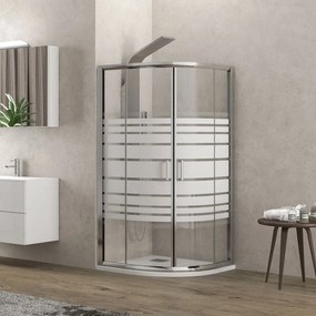 KARAG NEW FLORA Καμπίνα ημικυκλική με σεριγραφάτο κρύσταλλο NEW FLORA 200 Χρωμέ KARAG 80x80x180cm KARAG-5206836552439