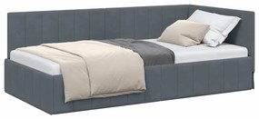vidaXL Κρεβάτι Γωνίας με κεφαλάρι Σκούρο γκρι 100 x 200 cm Βελούδο