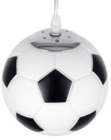 GloboStar® FOOTBALL 00643 Μοντέρνο Κρεμαστό Παιδικό Φωτιστικό Οροφής Μονόφωτο 1 x E27 Μαύρο Λευκό Γυάλινο Φ15 x Υ18cm