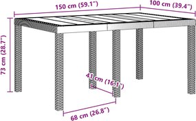 vidaXL Σέτ φαγητού για κήπο 7 τμχ. Ανθρακί Rattan Polt