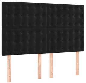 vidaXL Κρεβάτι Boxspring με Στρώμα Μαύρο 140x200 εκ. Βελούδινο