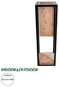 20752 GloboStar® Artificial Garden CASSIANO 20752 Επιδαπέδιο Μεταλλικό Τσιμεντένιο Κασπώ Γλάστρα - Flower Pot Καφέ με Μαύρο Μ36 x Π36 x Υ120cm