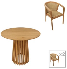 Τραπεζαρία Granny-Kenda Ι σετ 3τεμ σε φυσική-μπεζ απόχρωση Φ80x75εκ