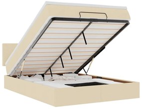 vidaXL Οθωμανικό κρεβάτι με στρώμα Cream 140x200cm ύφασμα