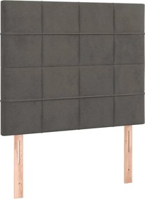 vidaXL Κρεβάτι Boxspring με Στρώμα &amp; LED Σκ. Γκρι 90x190 εκ. Βελούδινο