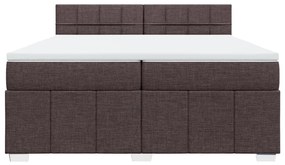 vidaXL Κρεβάτι Boxspring με Στρώμα Σκούρο Καφέ 200x200 εκ. Υφασμάτινο