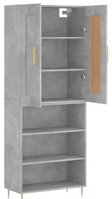 vidaXL Ντουλάπι Γκρι Σκυροδέματος 69,5x34x180 εκ. Επεξεργασμένο Ξύλο