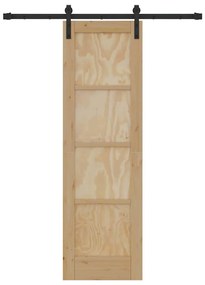 vidaXL Συρόμενη Πόρτα Φυσικό και μαύρο 61 x 198.5 εκ.