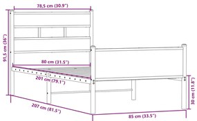 Πλαίσιο Κρεβατιού Χωρ. Στρώμα Sonoma Δρυς 80x200εκ Επεξ. Ξύλο - Καφέ