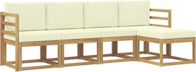 vidaXL Σειρά Καναπέ Εξωτερικού με μαξιλάρι 5 pcs Λευκό και Κρεμ